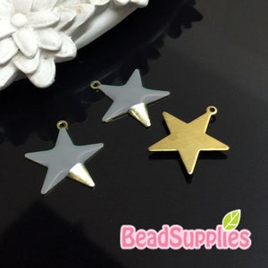 CH-EX-08160GYG Puffy Star charm, grey with gold tip, 4 pcs image 1