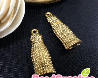 CH-ME-02274- Gold plated,  Tassel charm, 4 pcs