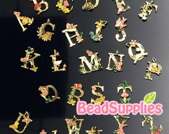 CH-ME-02328S -  Gold plated, woodland alphabet , you choose you own letter, 1 pc or 4 pcs