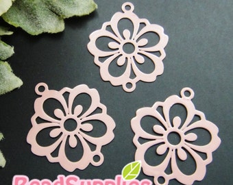 CH-ME-01847- Nickel Free, Sakura flower connector,dusty pink, 4 pcs