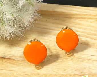 FN-ER-10207OR- Nickel Free,14k gold plated,Elegant earwire with colorful epoxy, orange, 2 pairs