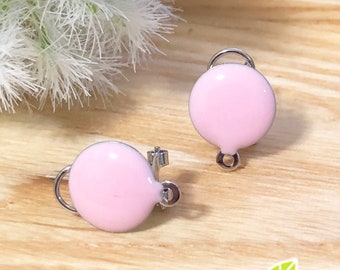 FN-ER-10207PP- Nickel Free, silver plated,Elegant earwire with colorful epoxy,pale pink, 2 pairs
