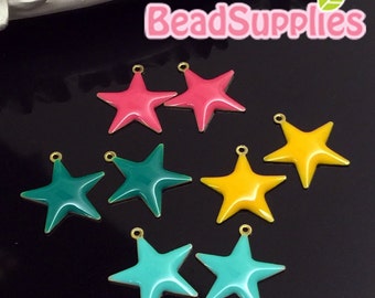 CH-EX-08160SR- Puffy Star charm, touch of retro, 8 pcs