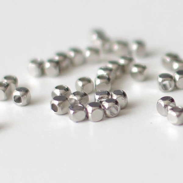 tiny silver square metal beads FREE SHIPPING