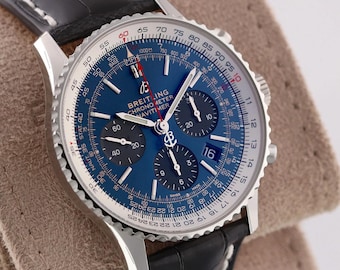 Vintage Breitling Navitimer B01 Chronograph 43mm Men's Watch, Leather Strap Pilot Timepiece