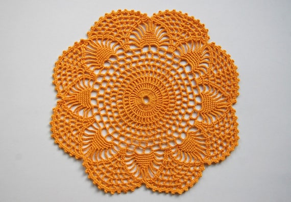 Handmade Crochet Yellow Doily Romantic Decor Table Decoration (21)