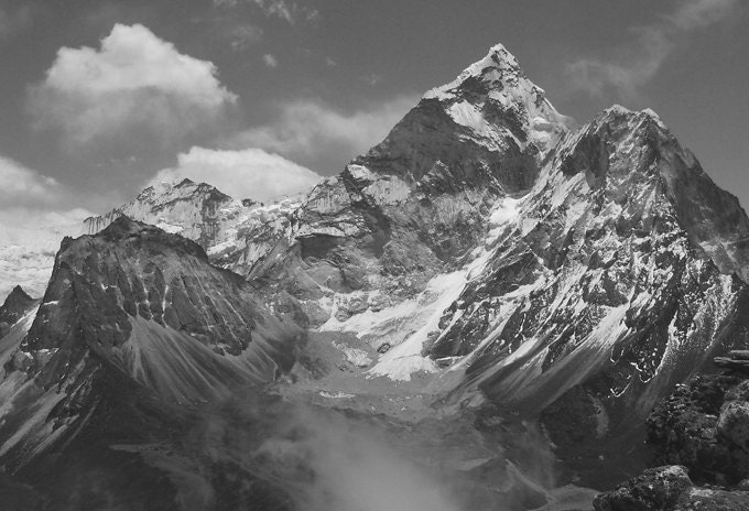 Himalaya Mountain Landscape Black and White Photo Fine Art Wall
