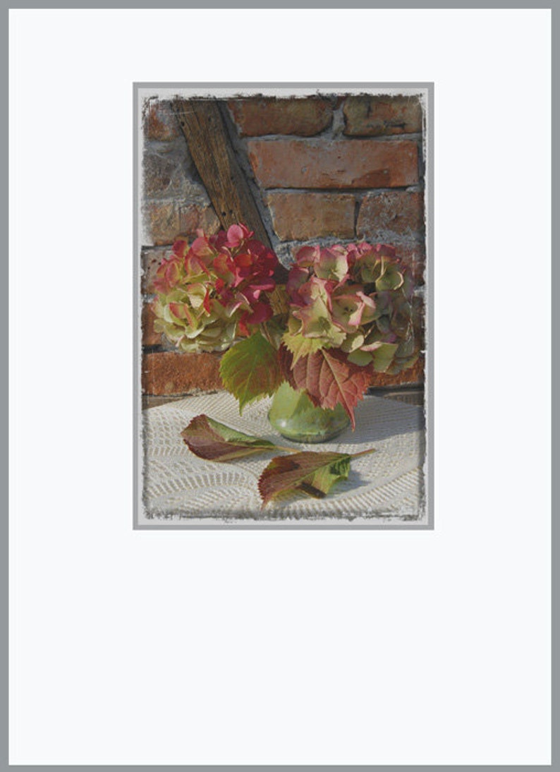 Red Yellow Hydrangea Flower Photo Card Fine Art Floral Wall Art 4 X 6 image 2