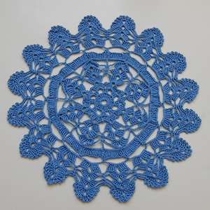 Handgemaakte gehaakte blauwe doily romantische decor tafeldecoratie