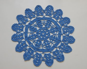 Handmade Crochet Blue Doily Romantic Decor Table Decoration