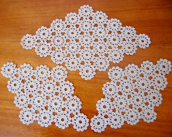 Handmade Crochet Three Beige Doilies Washable Table Decoration Home Decor (7)
