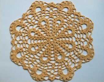 Handmade Crochet Yellow Doily Washable Home Decor Table Decoration (22)