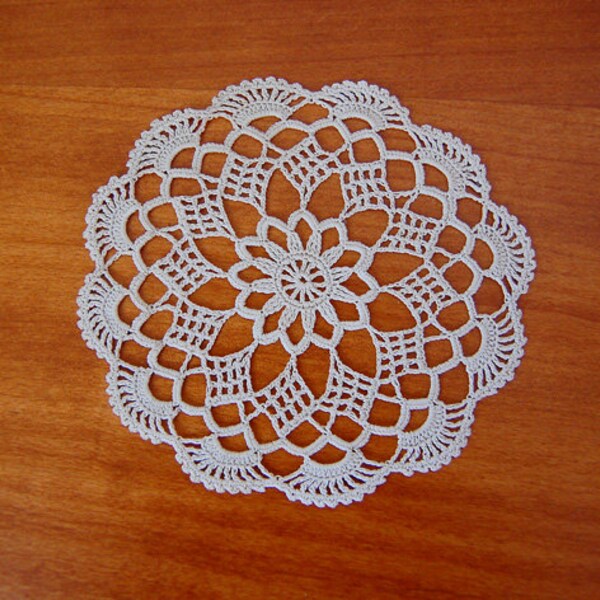 Handmade Crochet Doily(#4) , Table Decoration , White Doily , Romantic Decor