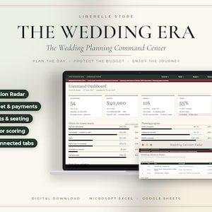 Puede incluir: Un centro de mando digital para la planificación de bodas en la pantalla de un portátil y una ventana pequeña. La interfaz muestra un panel de control con presupuesto, invitados y seguimiento de tareas.
