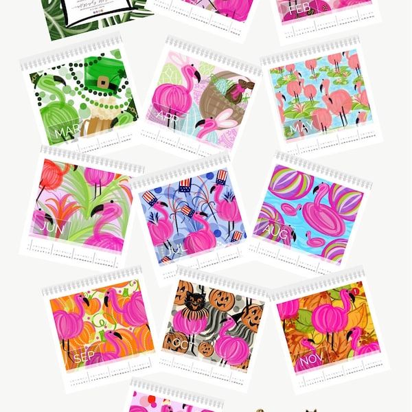 Flamingo Calendar Etsy