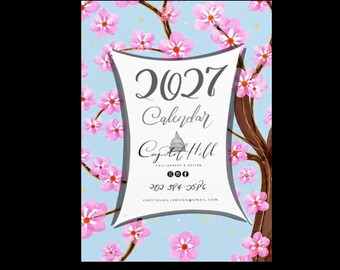 2027 5x7 Calendar Cards: Exclusive Calligraphy Designs
