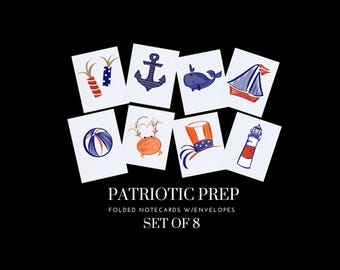 Patriotic Prep - Preppy Notecard Set - Nautical/Summer/July 4th
