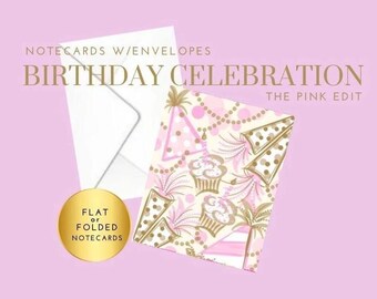 Birthday Notecards with Envelopes - Pink Edit