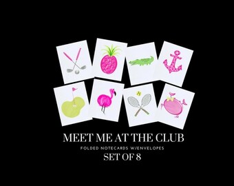Meet me at the Club - Preppy Notecard Set - Preppy/Girls/Ladies