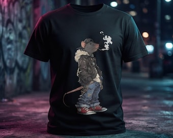 Cool rat t-shirt, hip hop rat streetwear shirt, urban art biker men's t-shirt, funny rodent gift graphic shirt unisex