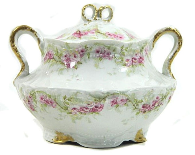 Antique Theodore Haviland Limoges Sugar Bowl Bow Finial France Etsy