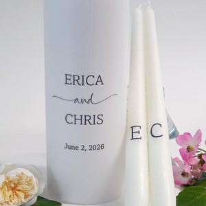 Personalized Black Minimalist Wedding Unity Candle Set for wedding ceremony