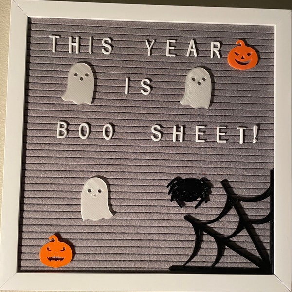 Felt Board Characters And Fancy Cursive Words - New! -Halloween Ghosts, Jack o Lanterns & Spiders. Oh My!