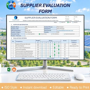 Supplier Evaluation Form Template, Vendor Assessment Scorecard (Editable PDF & Word)