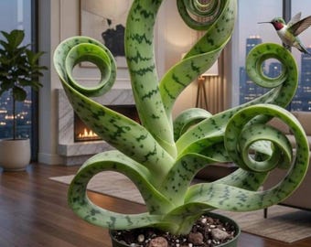 Rzadka spiralna roślina wężowa | Kręcona Sansevieria cylindryczna, projekt domu z rzeźbionymi liśćmi