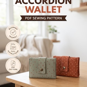 Coin Wallet Sewing Pattern PDF, Fabric Coin Wallet, Mini Wallet Pattern, Snap Closure Coin Purse, Fabric Card Holder, Card Holder Pattern