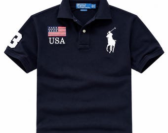 T-shirt Polo Ralph Lauren Polo Flags | Manches courtes en coton classique | Haut vintage décontracté