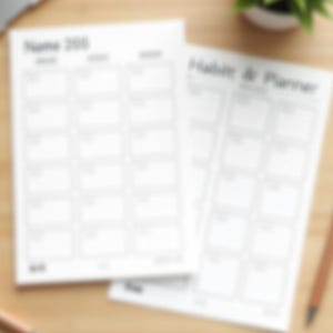 90-Day Habit and Goal Planner, Weekly and Monthly Review, Lines to Write On