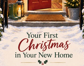 First Christmas in New Home, Festive Housewarming Card (7x5 inch, portrait)