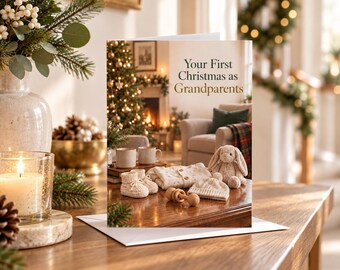 First Christmas as Grandparents Card | New Grandma & Grandad Keepsake (7x5 inch, portrait)