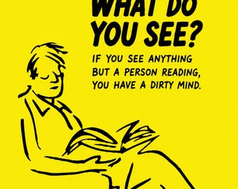 Funny Rude, Dirty Mind, Optical Illusion Birthday Card, Cheeky Adult Humour (7x5 inch, portrait)
