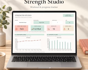 Strength Training Tracker for Excel | Workout Log, 1RM, PRs & Progress Dashboard