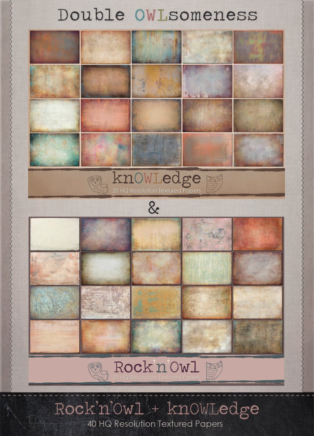 Fine Art Digital Textures Set double Owlsomeness Etsy