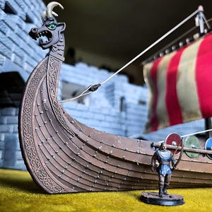 Historically Accurate Viking Longship, Knarr, Interactive Terrain, Playable Ship, Wargaming Boat, D&D vessel, Water transport, (28mm Scale).