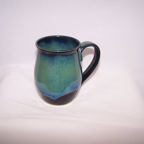 Elegant and beautiful black blue green glaze mug, ceramic mug, hand made mug, unique mug, coffee mug, tea mug