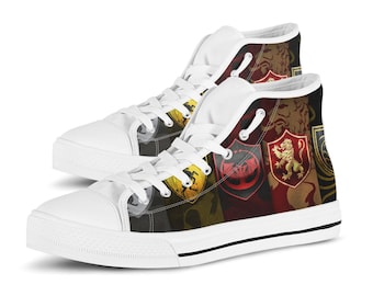 Game of Thrones Custom High Top Sneakers, Lannisters, Starks Personalized Canvas Platform Shoes + Kids' Sizes