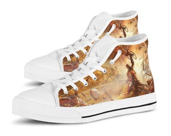 God Of War Custom High Top Sneakers, Kratos Personalized Canvas Platform Shoes + Kids' Sizes