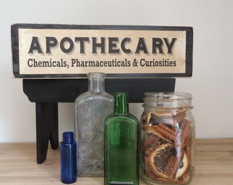 Apothecary sign, Halloween decor, party decor, haunted house sign, photo props, theater props, vintage apothecary, spooky display