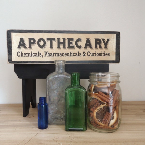 Apothecary sign, Halloween decor, party decor, haunted house sign, photo props, theater props, vintage apothecary, spooky display