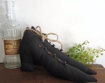 witch shoes, handmade primitive Halloween witches boots, spooky prop Halloween décor, ready to ship