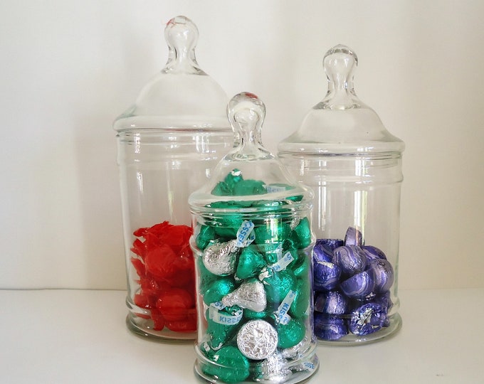 Vintage Glass Apothecary Jars Bathroom Kitchen Storage Candy Etsy