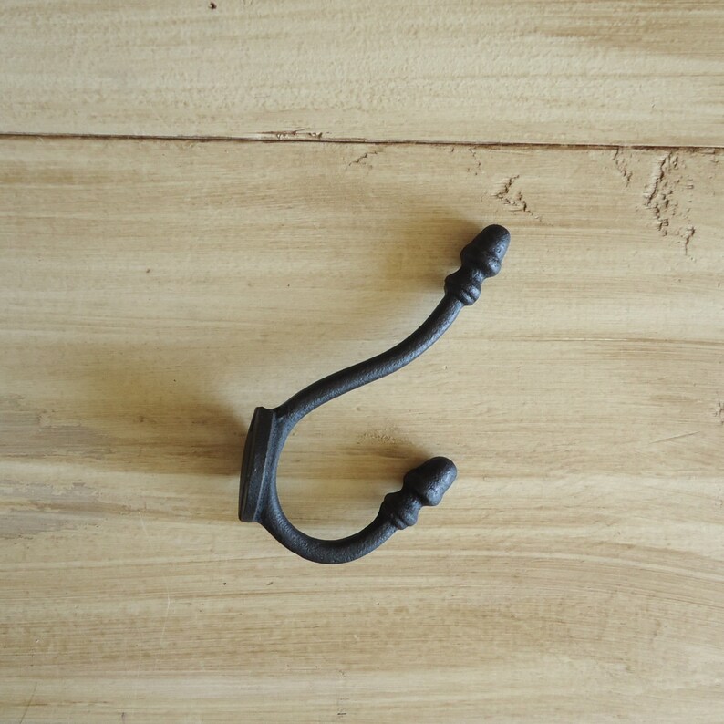 Large coat hat hooks 3 iron 2 prong farmhouse Vintage style Etsy