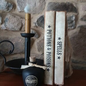 Handmade Halloween book display, potions bottle, Halloween witch props, decoration,spells, potions, poisons book stack, image 2