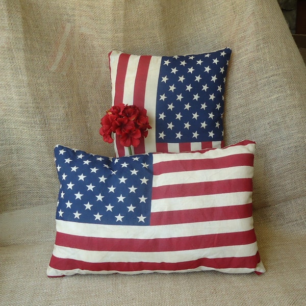 Patriotic Primitive American Flag decor, holiday decor, small pillows, American Home, summer decor, 4 th of July, Memorial Day