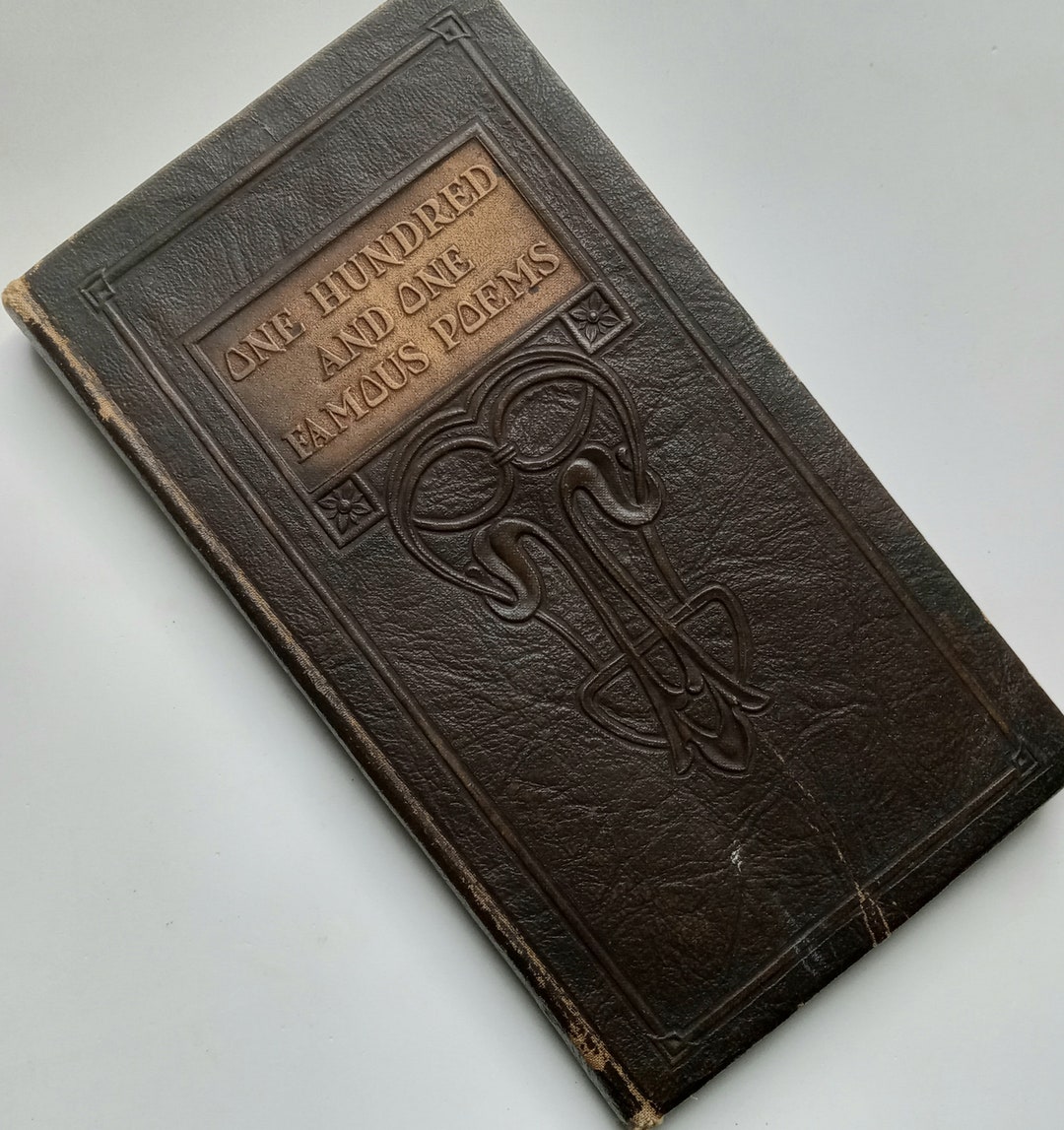 Antique One Hundred and One Famous Poems Black Book Leather Etsy