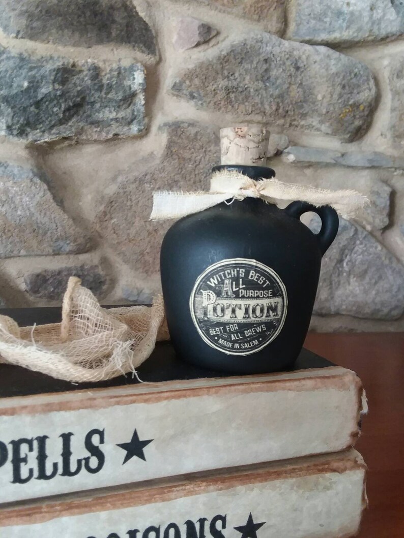 Handmade Halloween book display, potions bottle, Halloween witch props, decoration,spells, potions, poisons book stack, image 5
